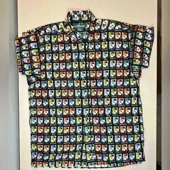 Big Dogs Men’s Short Sleeve Button Down All Over Big Dog Print Fearless Etc Sz L - Picture 1 of 10
